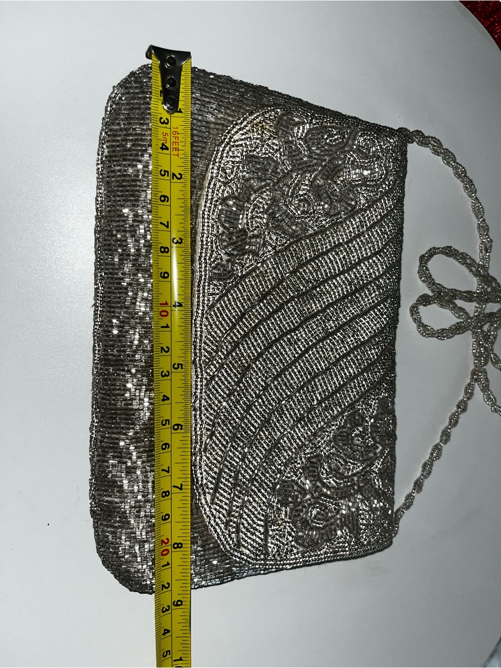 La Regale Vintage Beaded Evening Crossbody Bag in Silver - Picture 7 of 7
